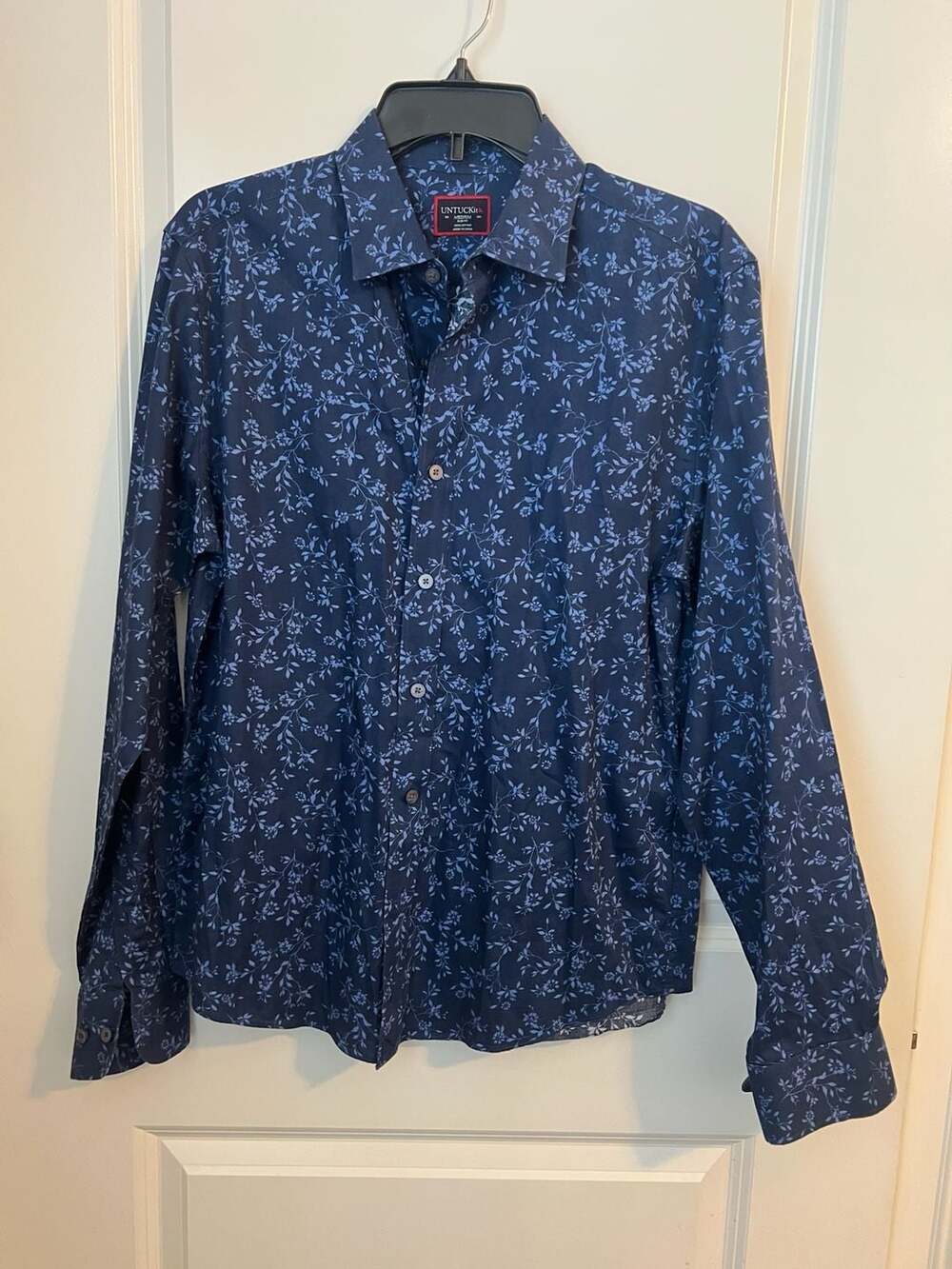 Untuckit Blue Cotton Floral Print Long Sleeve Button-Up Shirt Size XXXL
